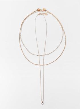 新款多层钻石锁骨项链