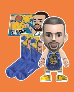王牌化身正品库里MoneyBall中娃袜子徽章套装NBA勇士手办收藏送礼