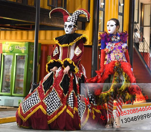 威尼斯新款 高端小丑衣服活动巡游宫廷套装 欧式 风万圣节 小丑服装