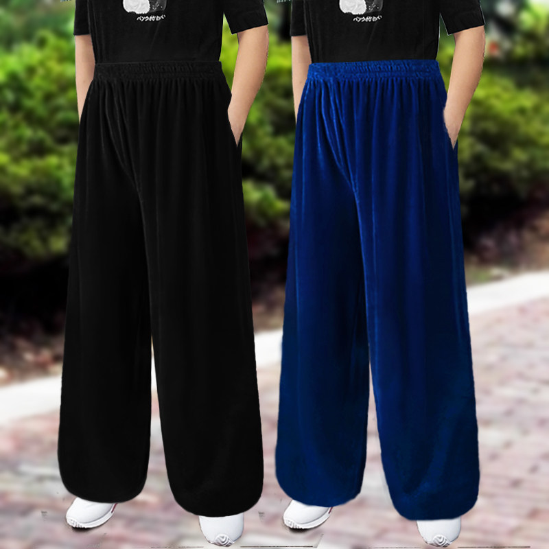 秋冬加厚南韩绒太极裤男女不倒绒晨练裤瑜珈裤金丝绒武术裤练功裤