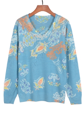 2025新款秋装薄款女针织衫v领镂空镶钻天丝羊毛短款长袖上衣22601