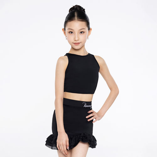Venny薇妮【零度引力】拉丁舞服女童无袖背心练功服荷叶裙半裙