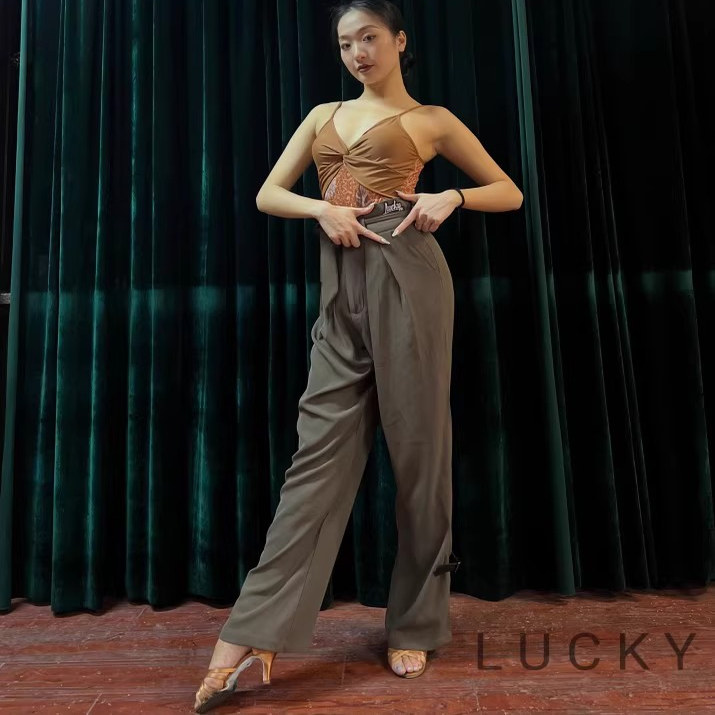 LUCKY拉丁舞服女成人吊带背心花色设计女士日常穿搭国标舞练功服