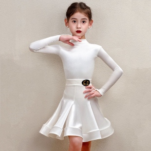 CD卡门拉丁舞服秋冬女童比赛规定服国标考级演出服丝绒分体鱼骨裙