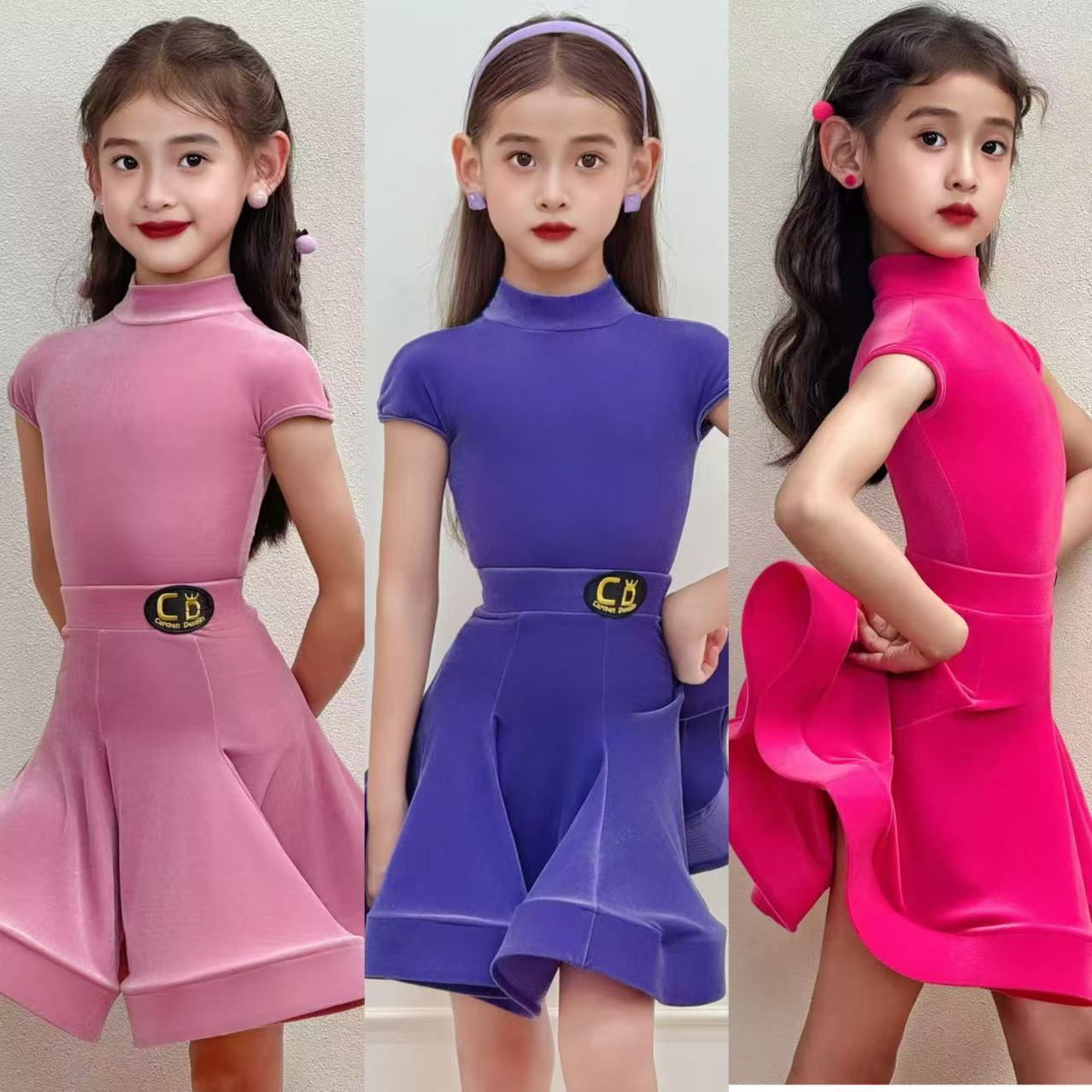 CD卡门拉丁舞服新款女儿童比赛规定服云感丝绒国标考级标准演出服