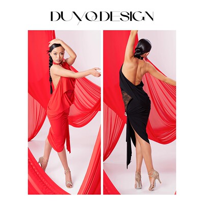 DUYQ拉丁舞服正品【NSAD】012斜裁拼接半身裙女士练功表演服专业