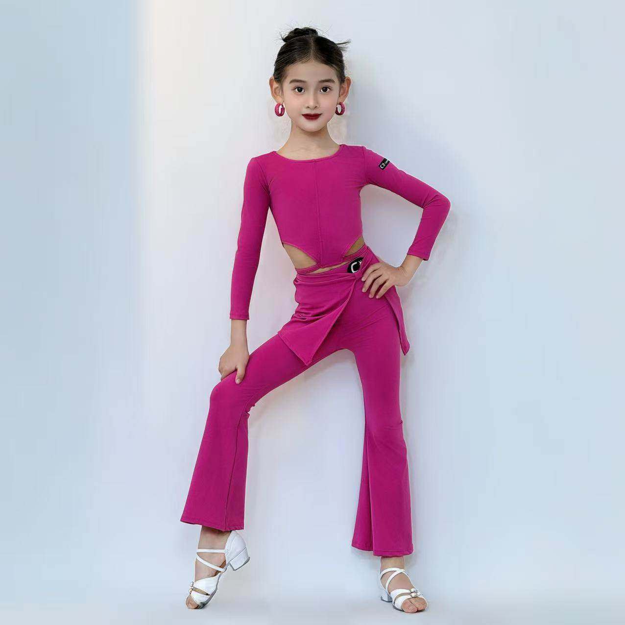 CD卡门拉丁舞服2026春夏新款女童练功服演出舞蹈运动服瑜伽服套装