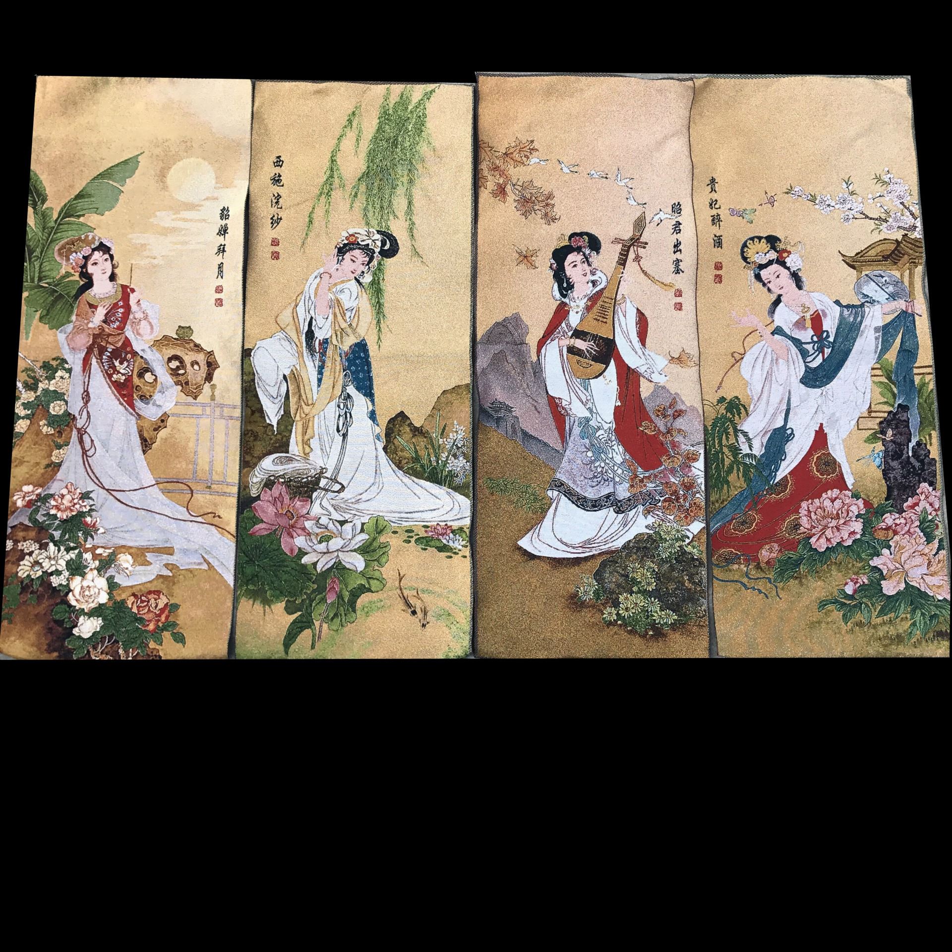 古字画 中堂画国画 人物画 四大美女貂蝉丝绸织锦