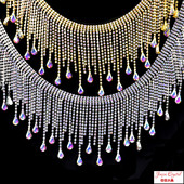 热销 饰辅料 饰禾服装 高档8.5cm宽彩色水钻手缝流苏链diy服装 鞋