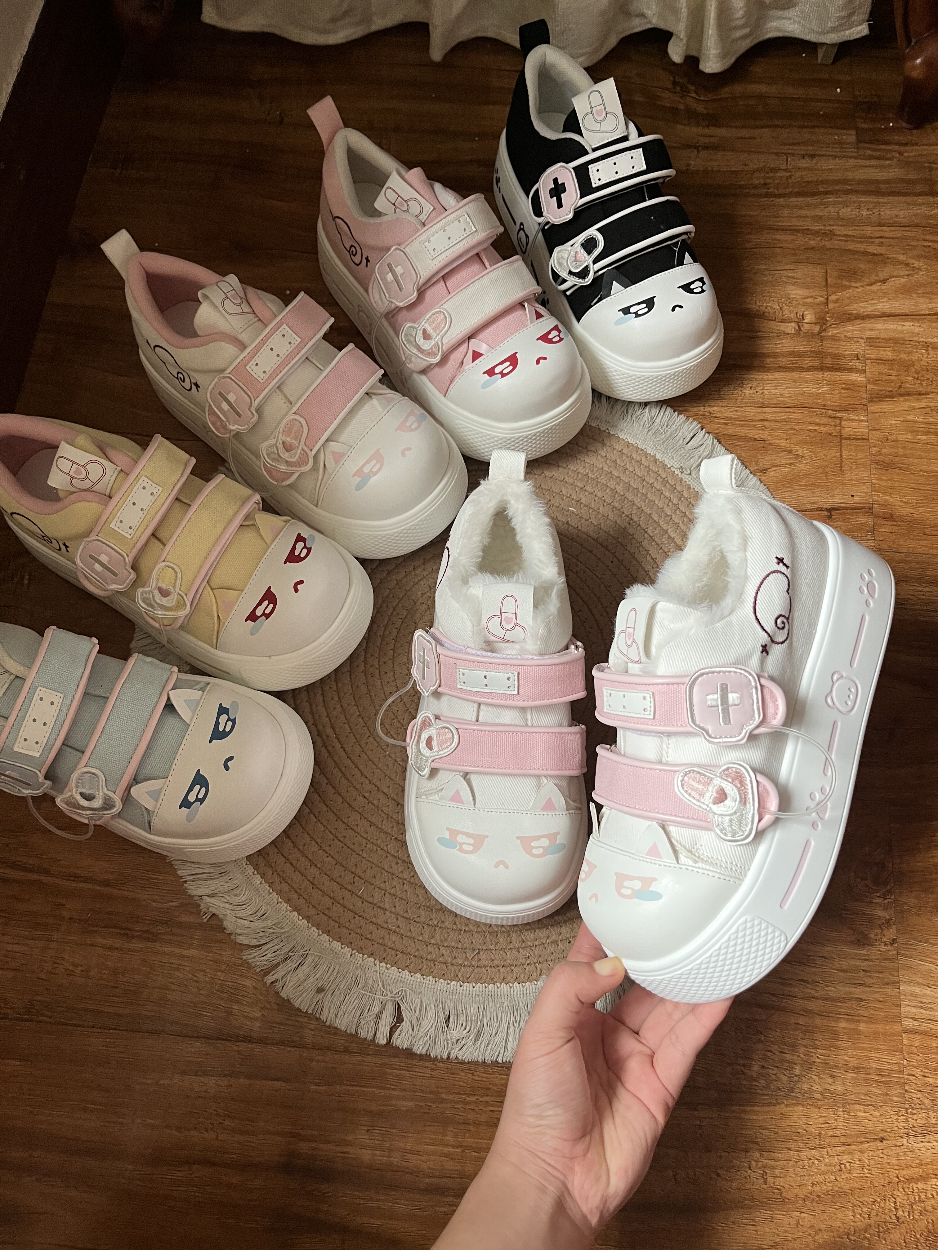 【加绒款】幻境童话原创设计（医护小猫）萌宅系可爱印花厚底鞋