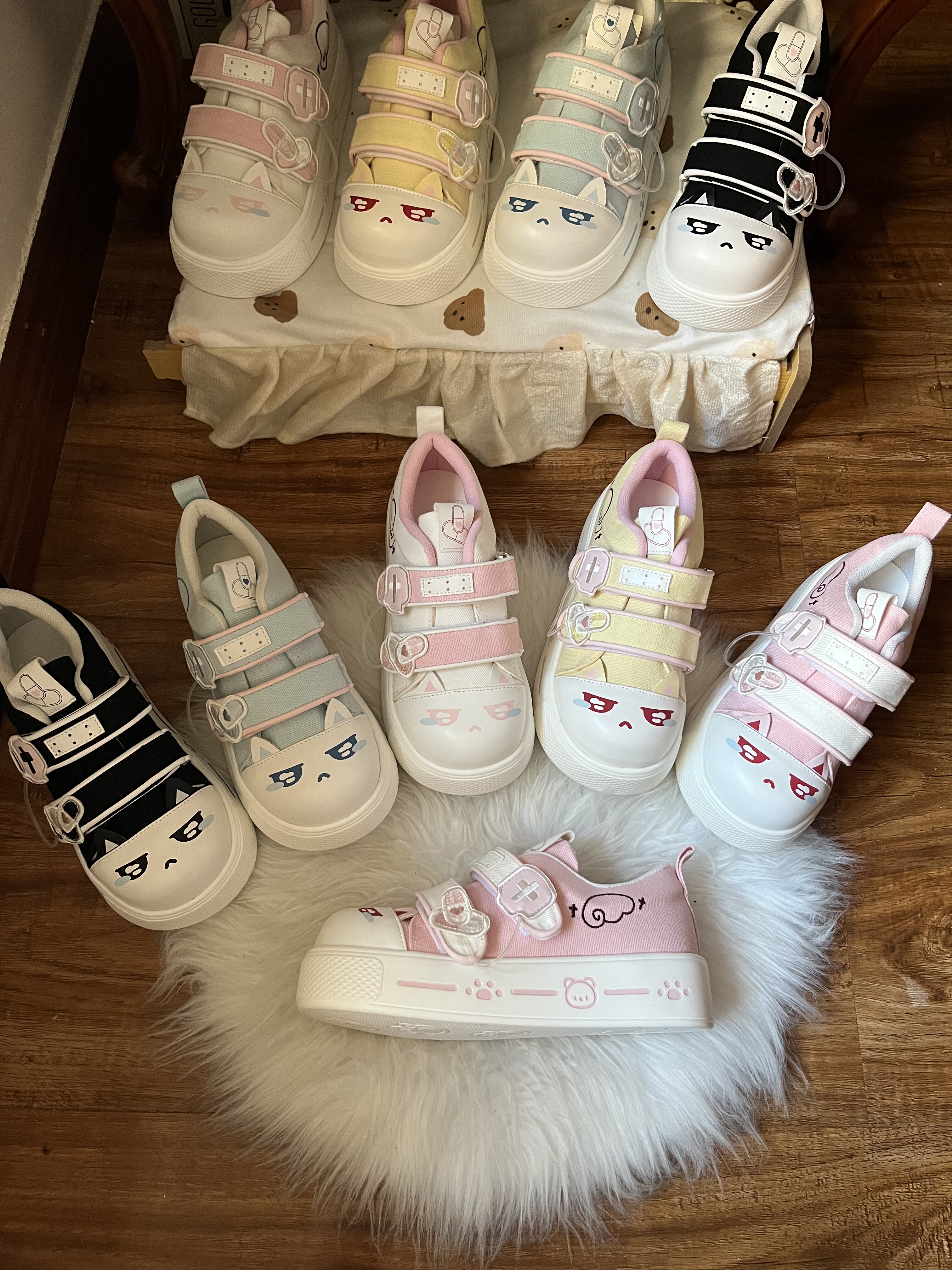 幻境童话原创设计（医护小猫）萌宅系可爱印花厚底鞋