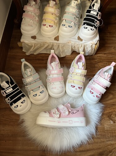 幻境童话原创设计（医护小猫）萌宅系可爱印花厚底鞋