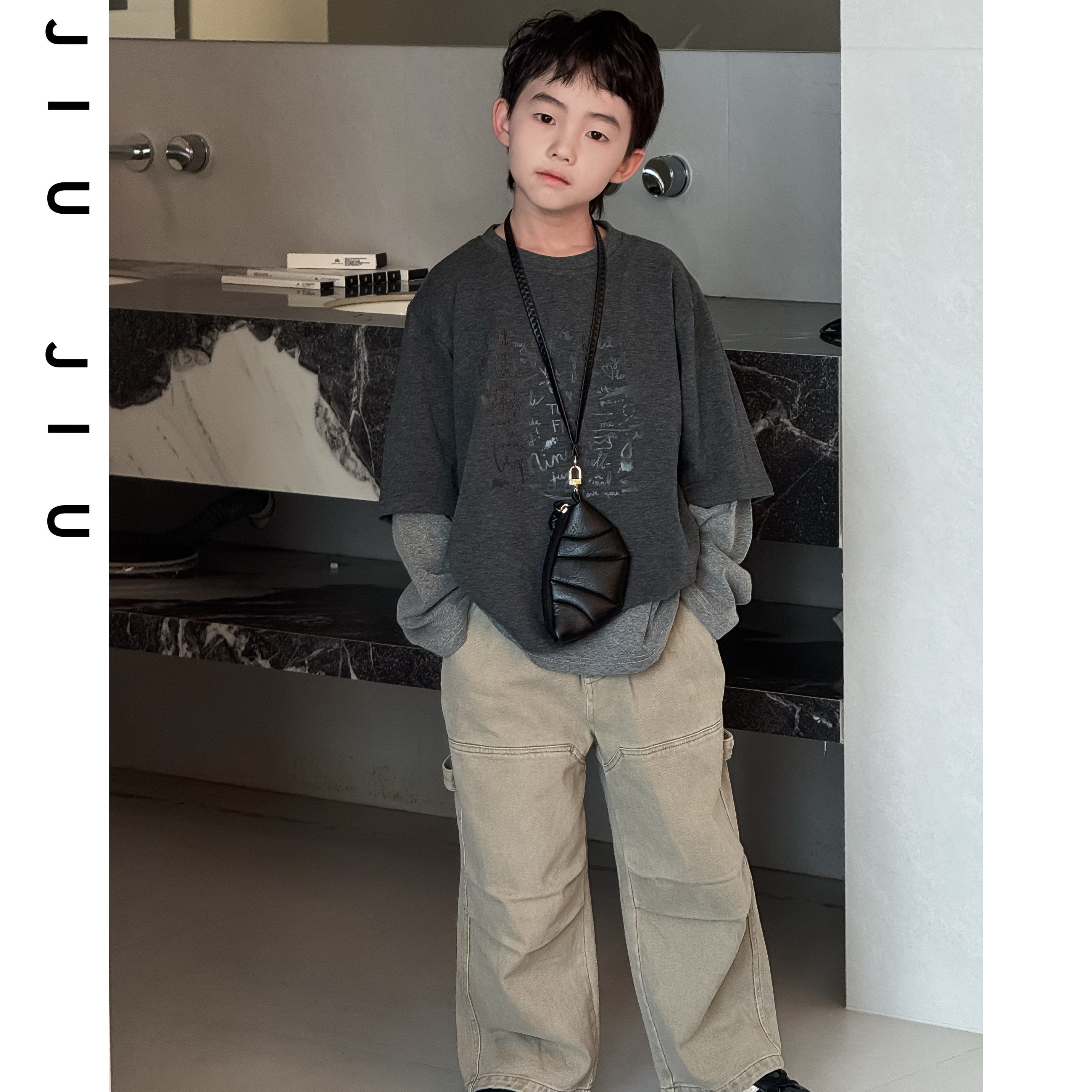 JIUJIU男童真两件长袖T恤春秋