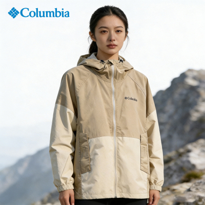 哥伦比亚拼色连帽外套