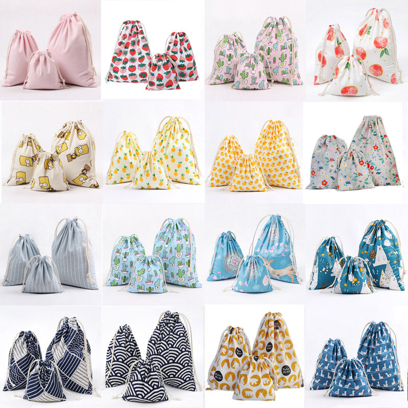 棉麻抽绳束口袋帆布袋旅行化妆品整理收纳袋内裤衣服分装超多颜色