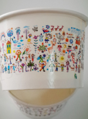 一次性加厚防漏纸碗带盖520m订做双淋膜芋圆刨冰打包碗包邮