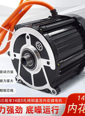 电动三轮车电机48v60v1000W 内花键14齿纯铜无刷直流电机