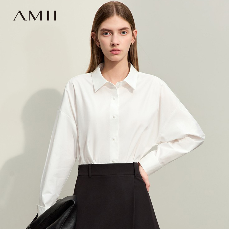 通勤宽松休闲长袖全棉翻领衬衣