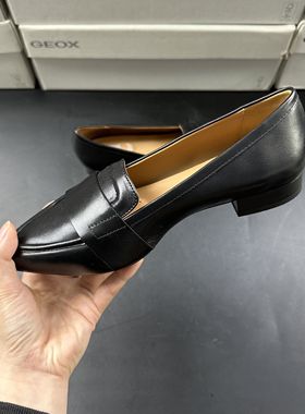 GEOX健乐士撤柜女鞋黑色羊皮尖头低跟浅口单鞋女D359BD C9999