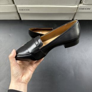 C9999 女D359BD GEOX健乐士撤柜女鞋 黑色羊皮尖头低跟浅口单鞋