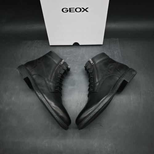 GEOX杰欧适会呼吸的鞋男士牛皮中无绒帮皮鞋带侧拉链U367HD C9999