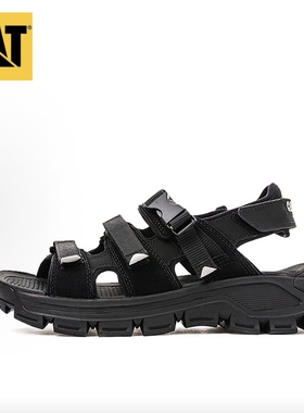 42码CAT卡特彼勒凉鞋男款牛皮织物增高露趾时尚无原盒p724527