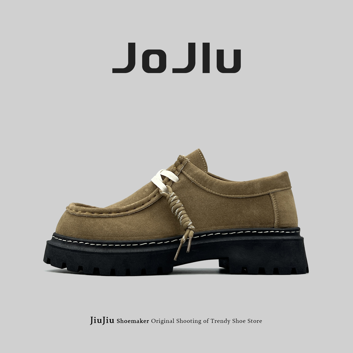 外贸一脚蹬新款男士复古勃肯鞋户外厚底增高徒步大头皮鞋乐福潮鞋