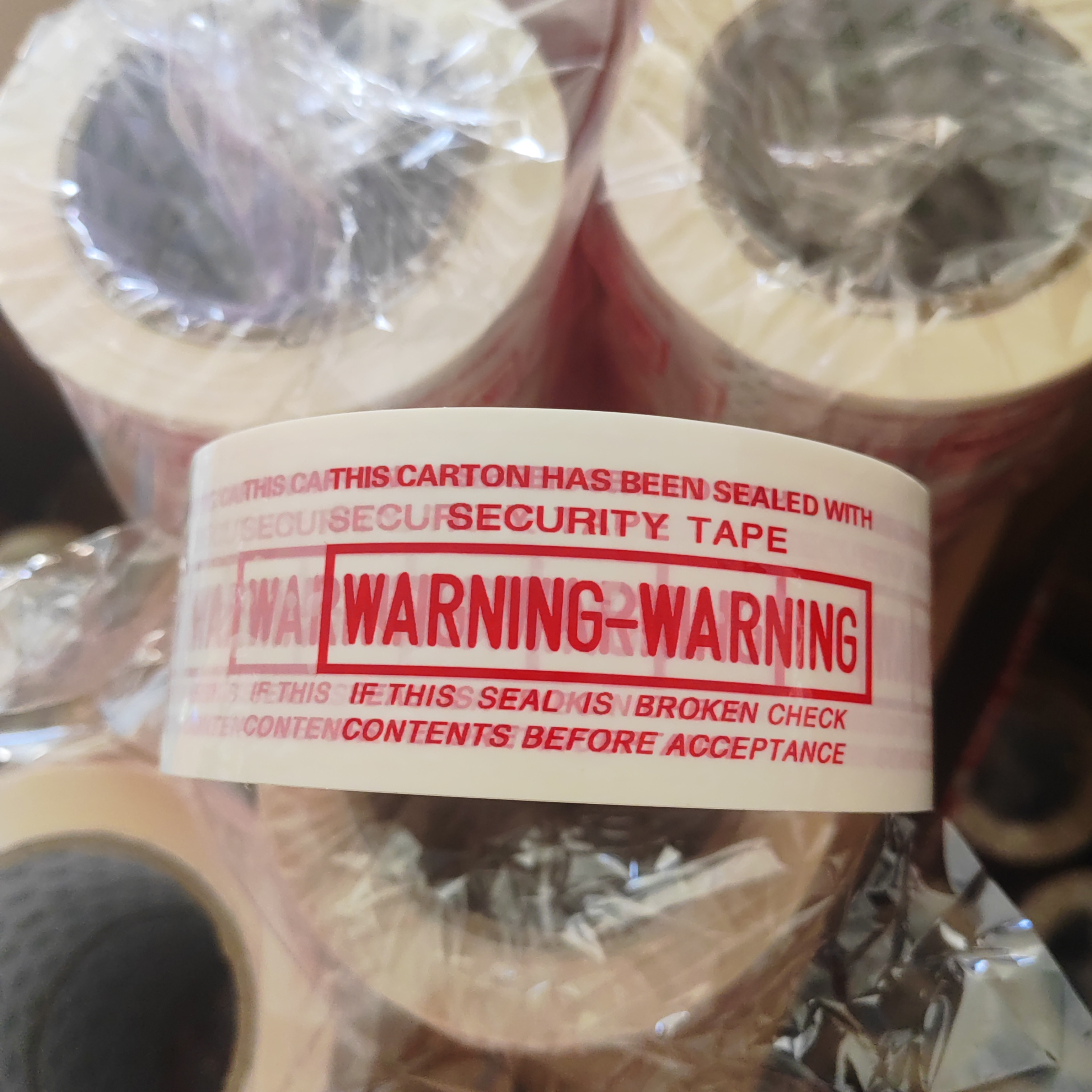 WARNING全英文警示语封箱胶带防盗打包胶带4.5宽100米