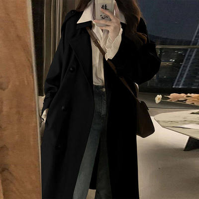 黑色风衣外套女小个子中