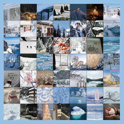 风景文字贴纸治愈系浪漫爱情冬日风景天空装饰手机壳水杯贴画防水