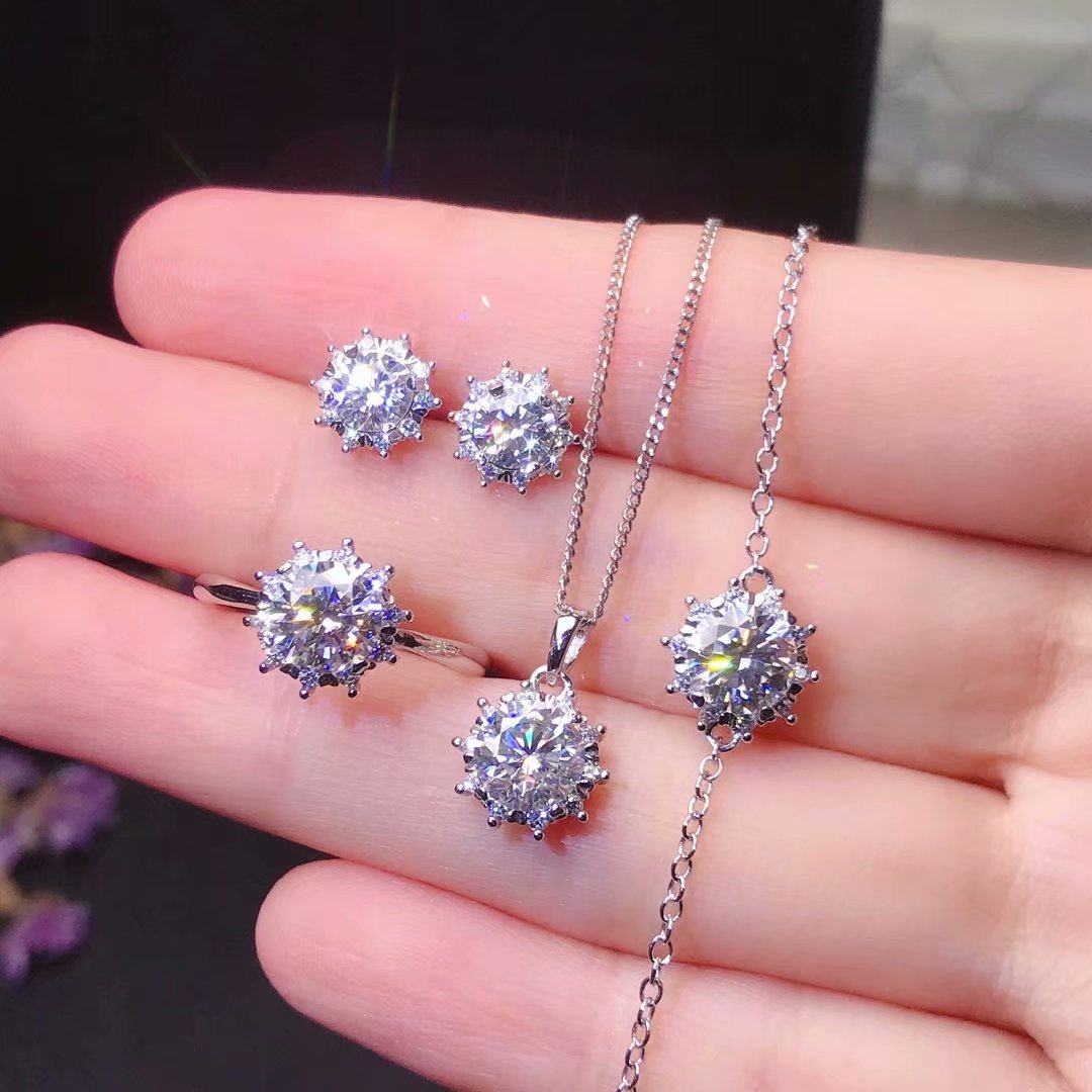 套装莫桑钻50分1克拉戒指吊坠