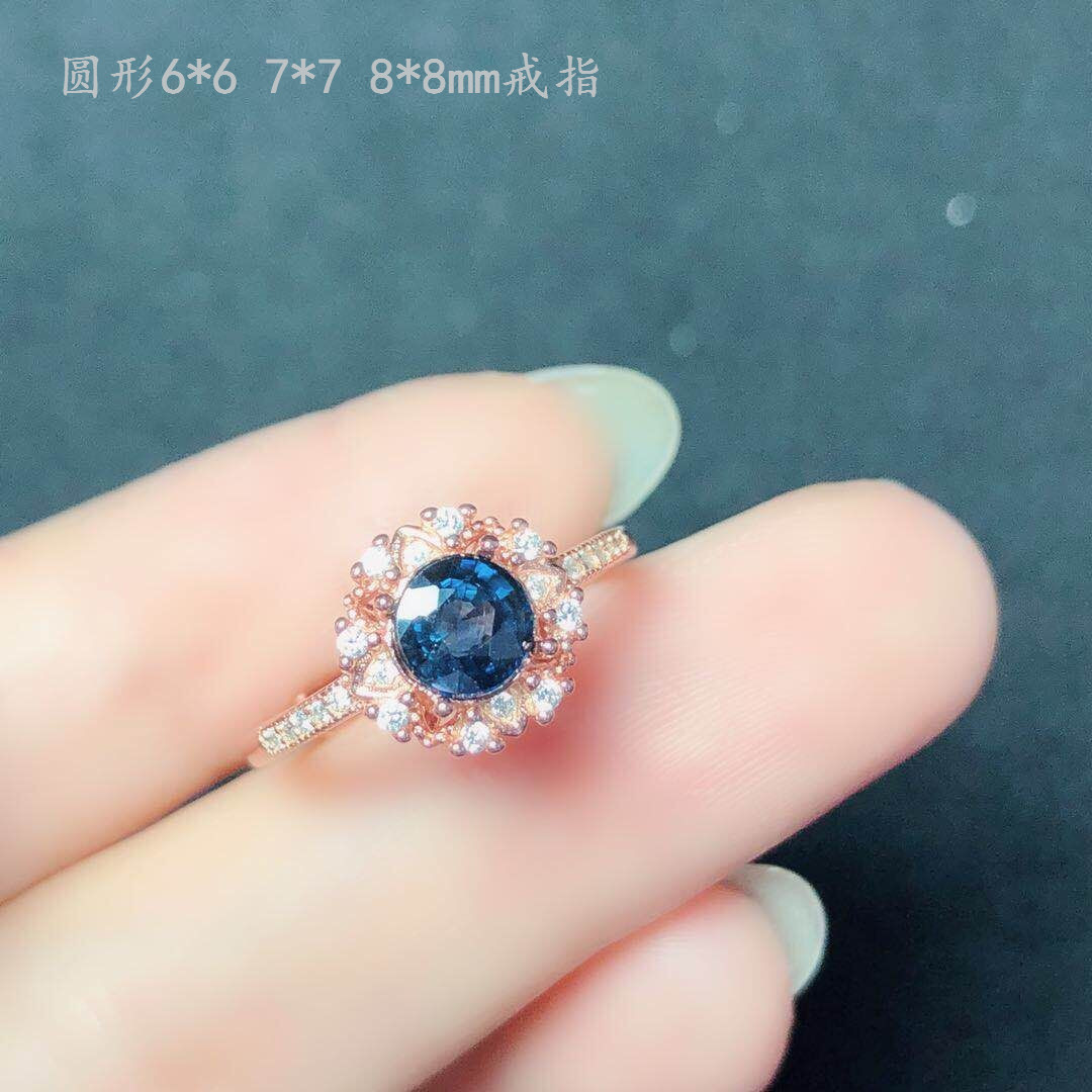 纯银圆形翡翠蛋面戒指空托