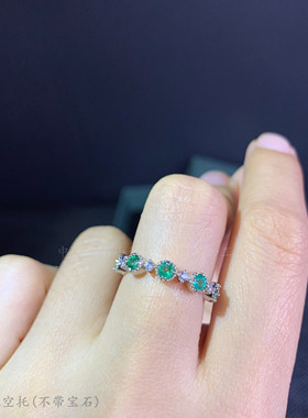 s925纯银戒指空托排戒3*3mm粒钳