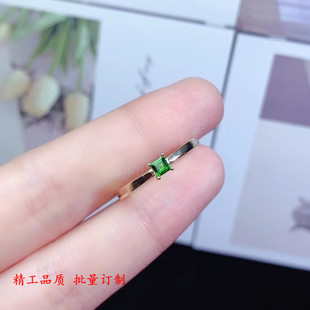 s925纯银戒指空托 正方形3*3mm精工 简单四爪款公主方女戒托 饰品