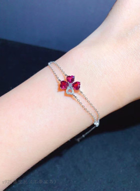 s925纯银手链空托爱心