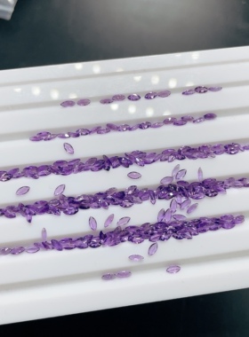 天然紫色水晶裸石 马目形2*4 2.5*5 3*6 5*10 6*12 7*14mm马眼戒