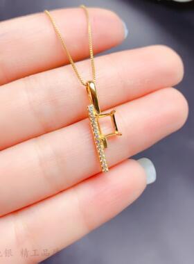 未镶钳椭圆形小清新空托s925纯银