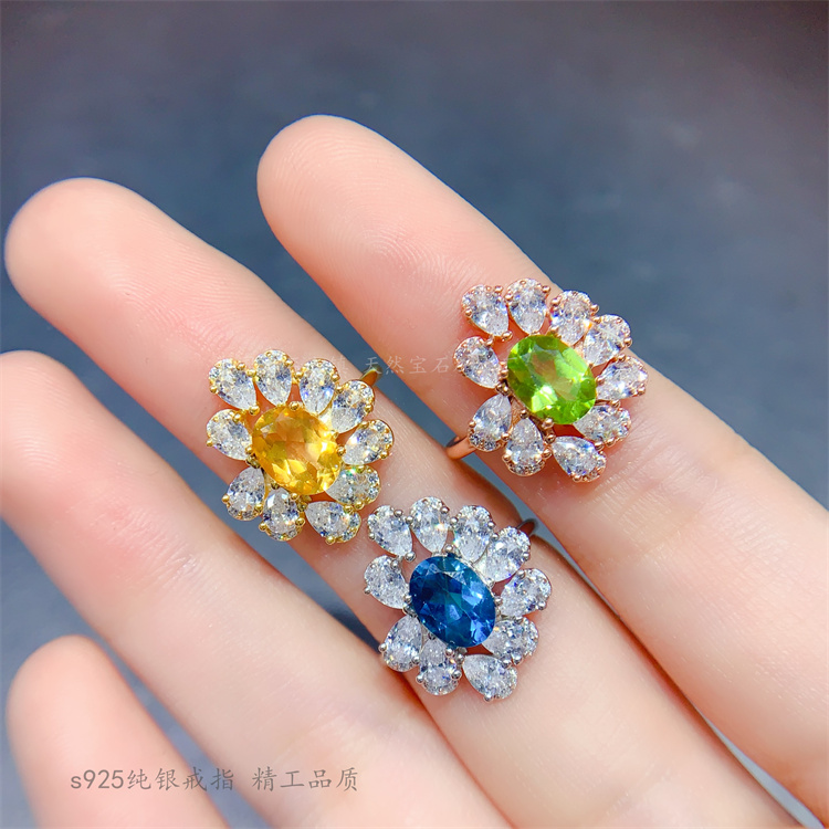 女s925纯银时尚气质水滴配钻