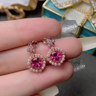 s925纯银耳钉空托 正圆形6*6mm精工 配贝珠简约 轻奢 耳钉银饰品