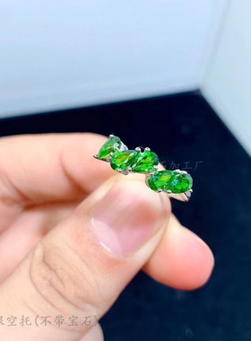 s925戒指纯银空托水滴形5mm