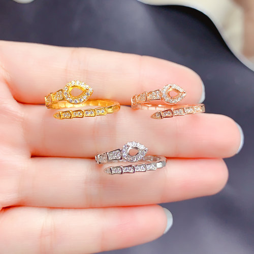 蛇形戒指空托s925纯银水滴形3*4规格镶口女款时尚百搭满钻饰品