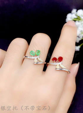 s925纯银椭圆形戒指镀戒指空托