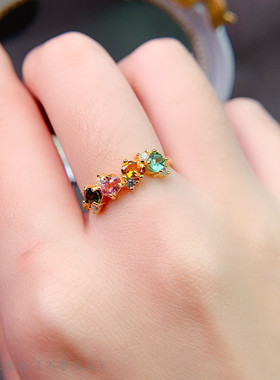 碧玺椭圆形3*4mm糖果水晶排戒