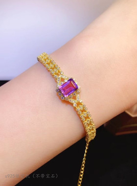 s925纯银手链空托超闪手表精工