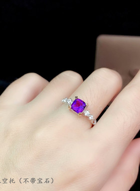 s925纯银方形3456mm戒指空托