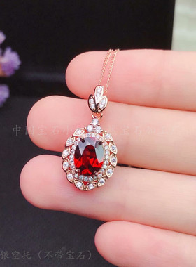 椭圆蛋面晶石气质韩版吊坠空托