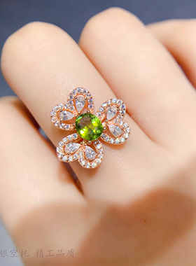 石榴石戒指空托s925银时尚百搭