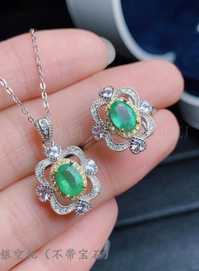 纯银镶嵌电镀大气时尚风戒指空托