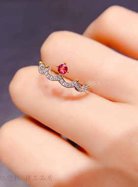 女款正圆形精工小巧戒托简约