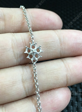 925纯银圆3*3手链空托翡翠蛋面